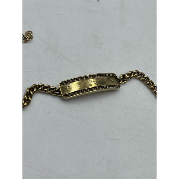MICHAEL KORS MK Logo Plaque Yellow Gold Tone Stainless Steel Adjustable Bracelet - Picture 12 of 13